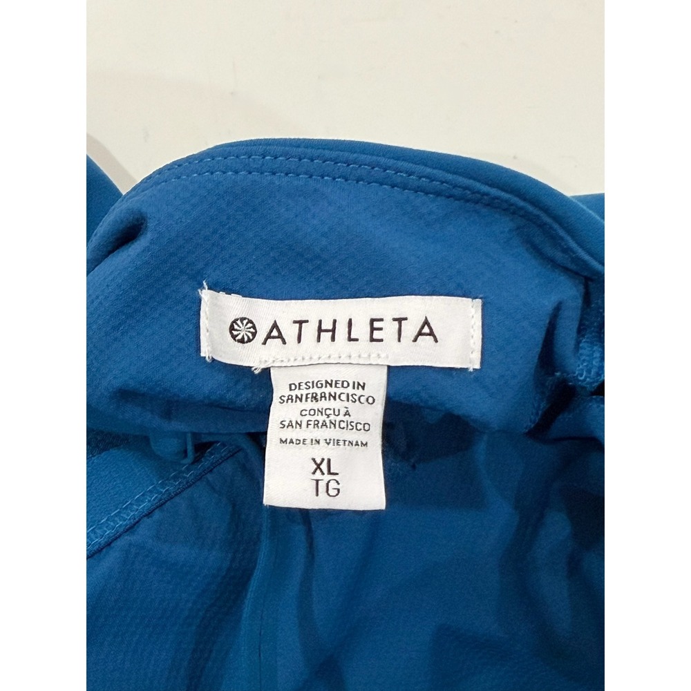 Athleta Presidio Dress Blue V-Neck Tiered Midi Adjustable Straps Pockets XL - Picture 4 of 7